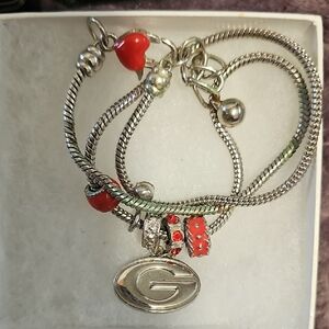 Georgia 20" Silver and Red Charm Nickless